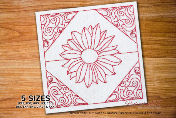 Professional Review: Floral Abstract Redwork Embroidery